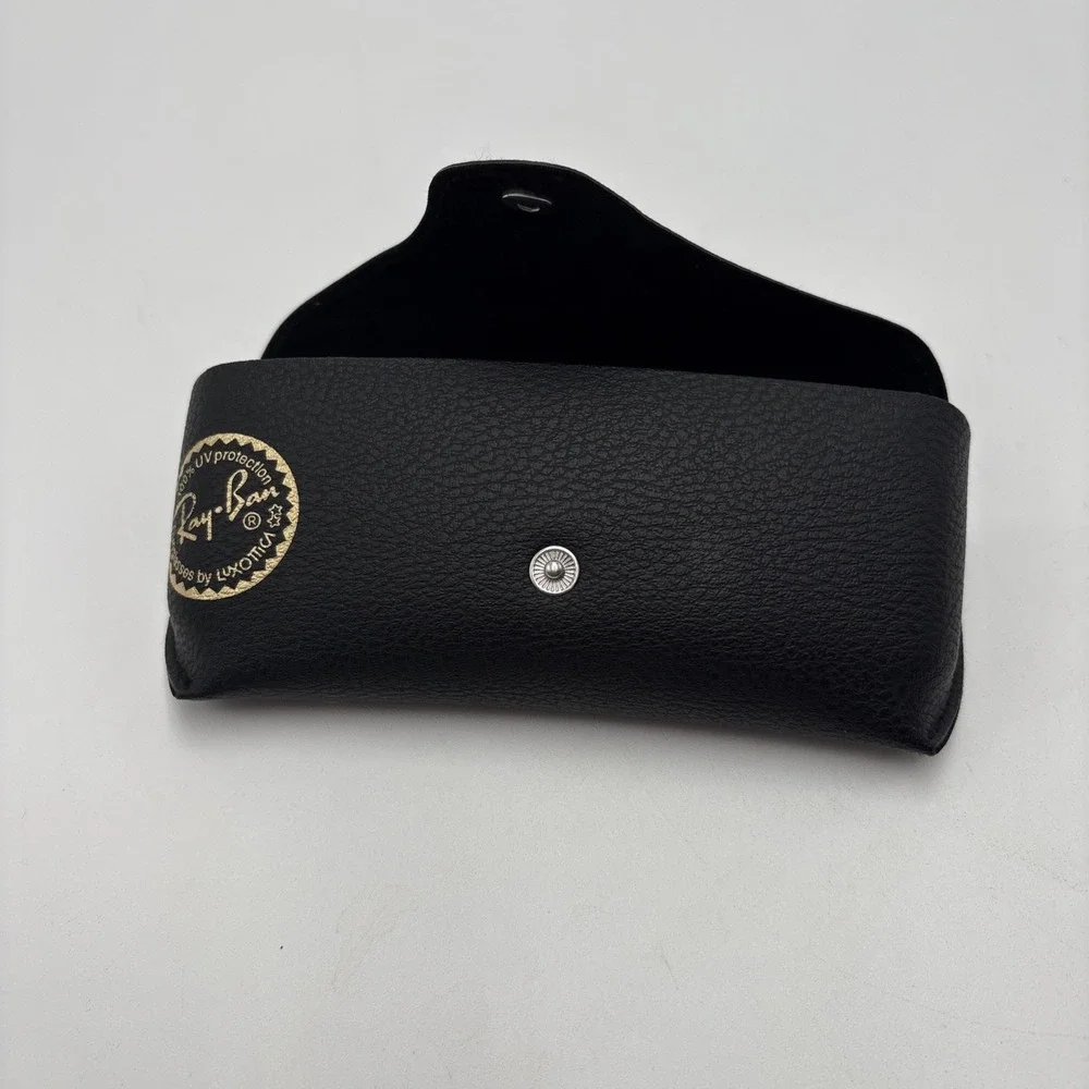 Ray Ban Sunglass Case Black Soft Shell Button Closure Cleaning Cloth Paper Work‎